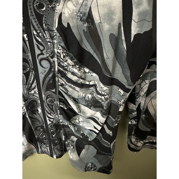 Vintage EMILIO PUCCI Black Grey Long Sleeves Top Blouse Shirt Size 12 US - Picture 4 of 13